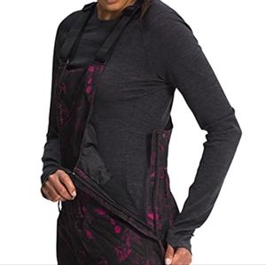 North Face, women's snow bib, size L, black and hot pink